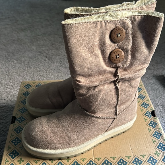Skechers Australia Boiling Point Faux Fur Boots Button Booties Snow Sand Tan 6 - Picture 4 of 11